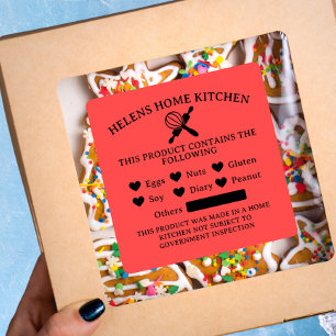 Candy Red Food Allergy Alert Bakery Sticker