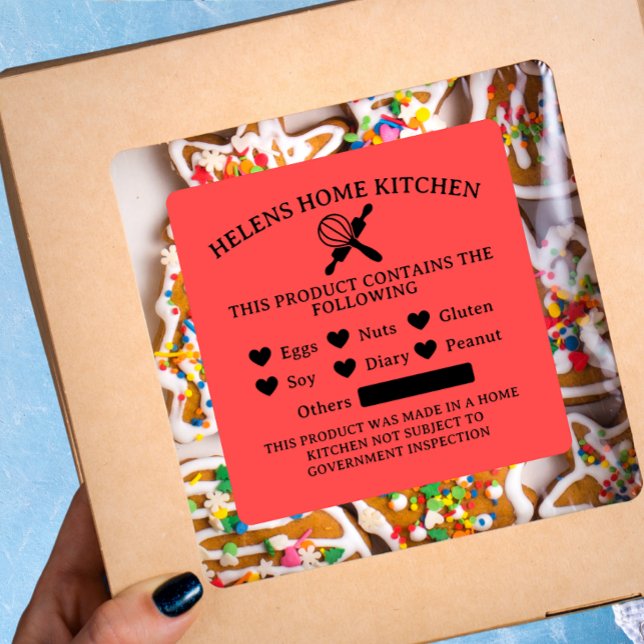Candy Red Food Allergy Alert Bakery Sticker (Creator Uploaded)