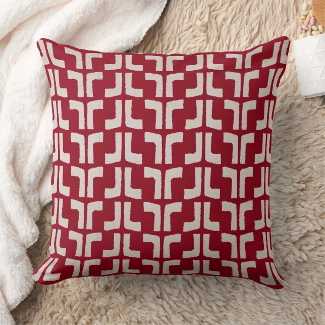 Candy Red Tribal Throw Pillow (Blanket)