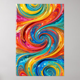 Candy Resin Vortex - Ultra Glossy Yellow Turquoise Poster