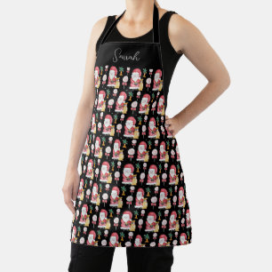 Candy Santa Christmas Pattern Watercolor Apron