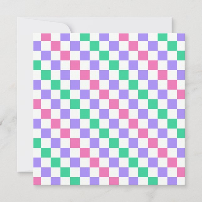 Candy shop diagonal checkerboard pattern thank you card (Front)
