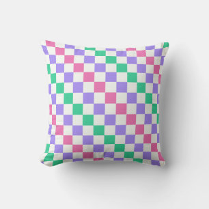 Candy shop diagonal chequerboard pattern throw pillow