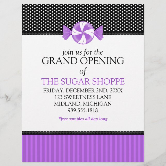 Candy Shop Grand Opening Announcement Flyers (Front)