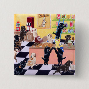 Candy Shop Labradors 2 Inch Square Button
