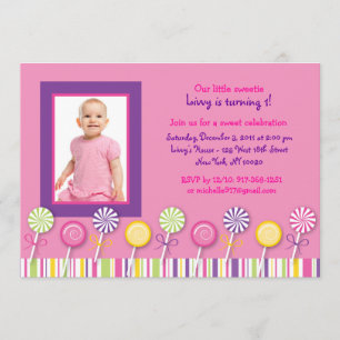 Candy Shop Lollipop Invitations d'anniversaire