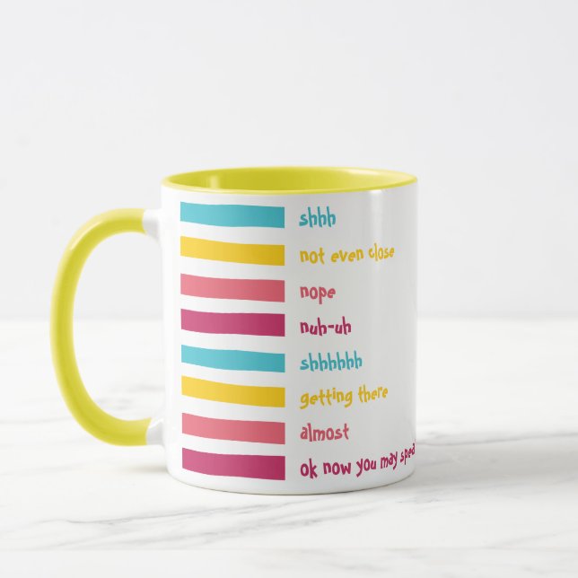 Candy Shushes! Fun Colourful Funny Shhh Mug (Left)