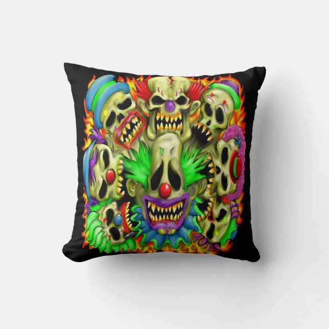 Candy Skull Clowns Pillow (Front)