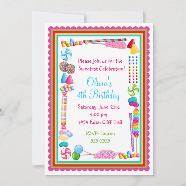 Candy Sprinkle Birthday Invitations (Front)
