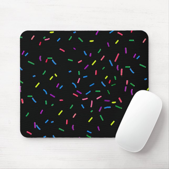 Candy Sprinkles On Black Mouse Pad (With Mouse)