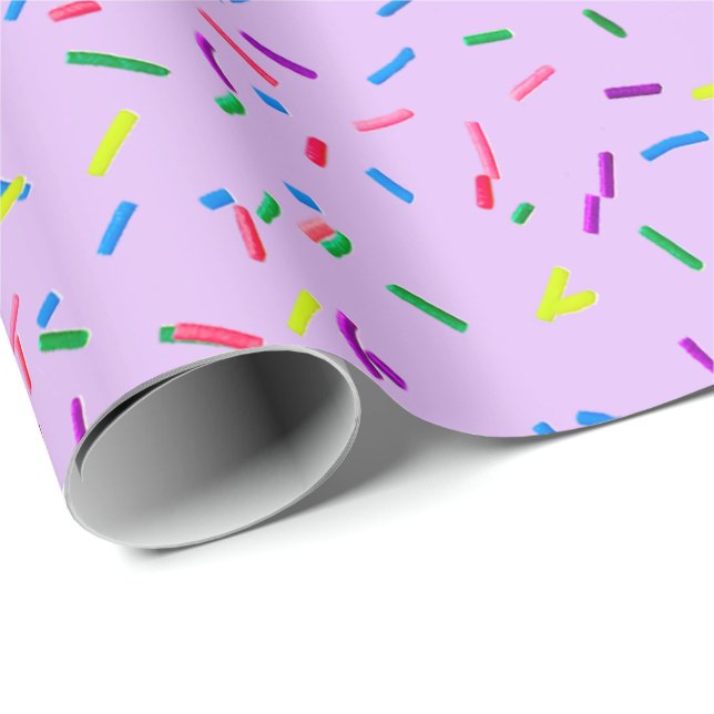 Candy Sprinkles On Purple Wrapping Paper (Roll Corner)