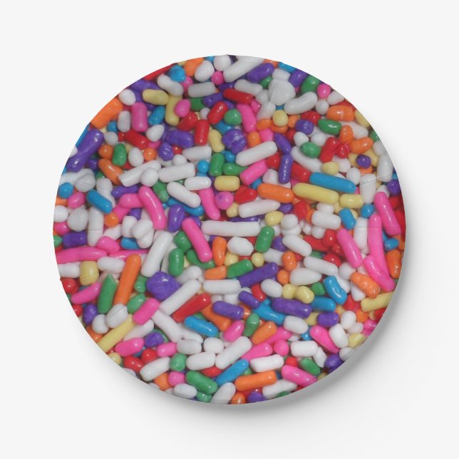 Candy Sprinkles Rainbow Ice Cream Paper Plates (Front)