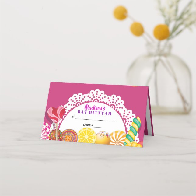 CANDY STORE Bat Mitzvah Seating Escort Place Card (Front)