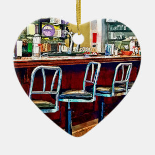 Candy Store With Soda Fountain Ceramic Ornament