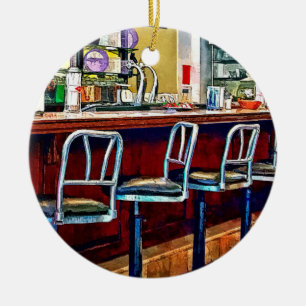 Candy Store With Soda Fountain Ceramic Ornament