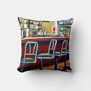 Candy Store With Soda Fountain Throw Pillow
