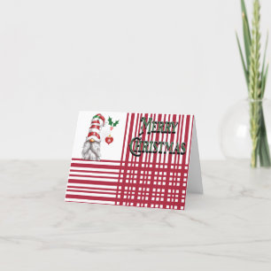 Candy Stripe Gnome  Holiday Card