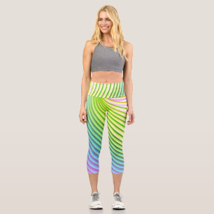 Candy Stripe Pastel Rainbow Bright Happy Color  Capri Leggings