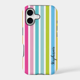 Candy Stripe Personalize Name Monogram iPhone Case
