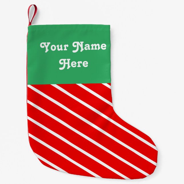 Candy Stripe Personalized Small Christmas Stocking (Front)
