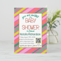 Candy Stripe Pink Colorful Rainbow Baby Shower