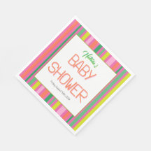 Candy Stripe Pink Colorful Rainbow Baby Shower