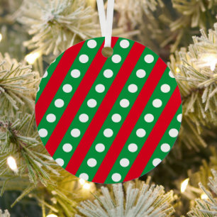 Candy Stripe & Polka Dot métal Ornement de Noël