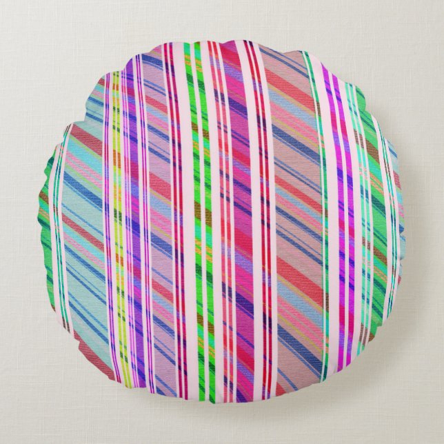 Candy Stripe Round Pillow (Front)