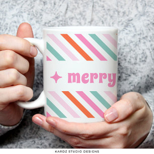 Candy Striped Merry Bright Holiday Mug