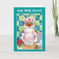 Candy striper nurse cat wishes Get Well Soon!