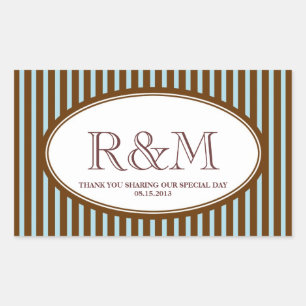 Candy stripes blue classic monogram favour seal