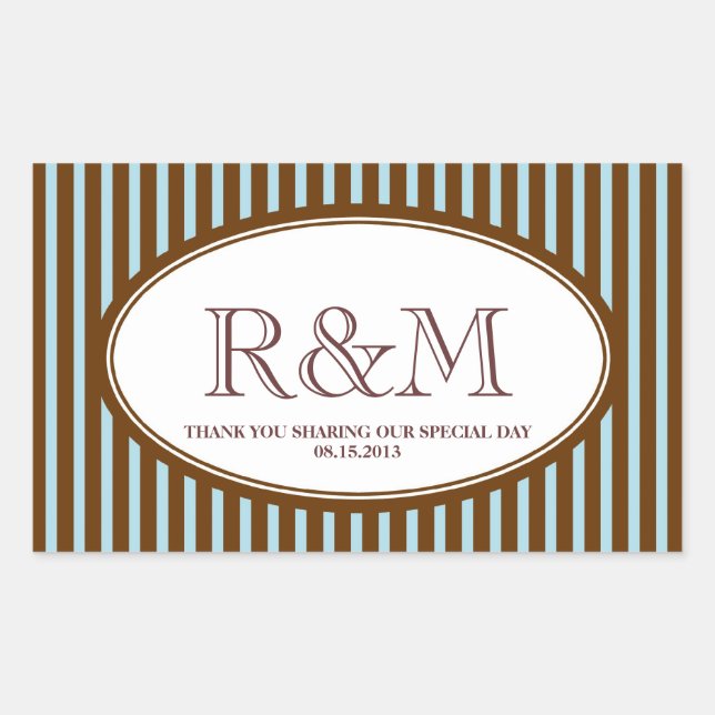 Candy stripes blue classic monogram favour seal (Front)