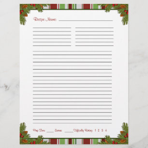 Candy Stripes Christmas Recipe Binder Inserts