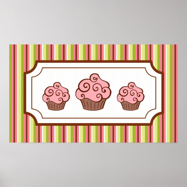 Candy Stripes Cupcake Art Print (Front)