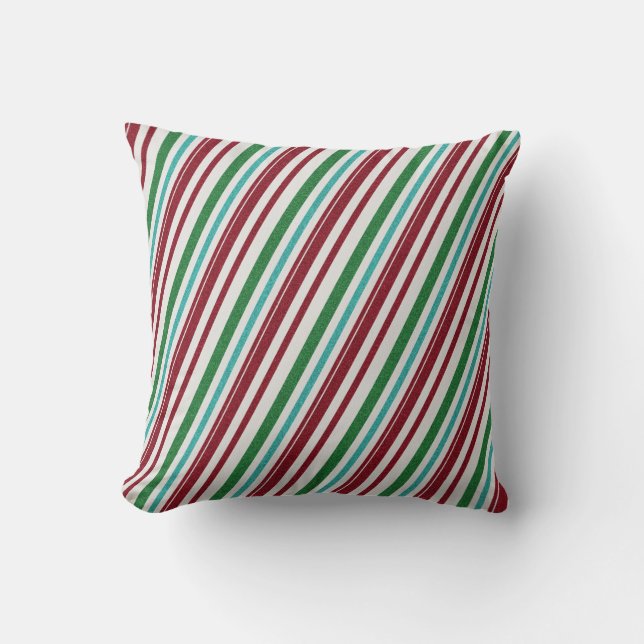 Candy Stripes Glitter Throw Pillow (Front)