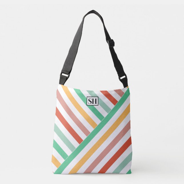 Candy Stripes Monogram Tote Bag (Front)