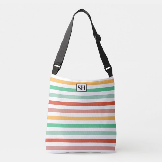 Candy Stripes Monogram Tote Bag (Front)