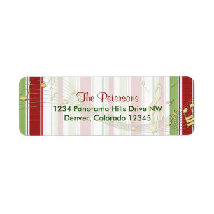 Candy Stripes Music Christmas Return Address