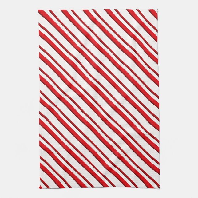 Candy Stripes, peppermint red & white Kitchen Towel (Vertical)