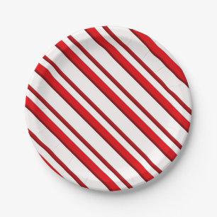 Candy Stripes, peppermint red & white Paper Plate