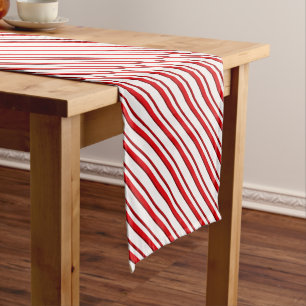 Candy Stripes, peppermint red & white Short Table Runner