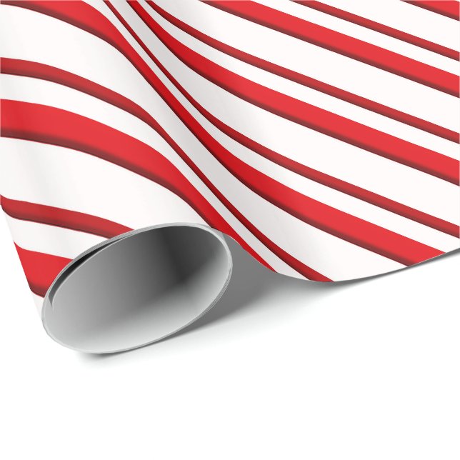 Candy Stripes, peppermint red & white Wrapping Paper (Roll Corner)