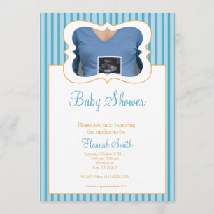 Candy Stripes - Photo Baby Shower BO Invitation