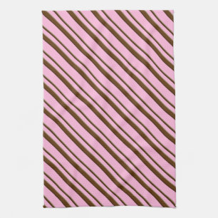 Candy Stripes, pink and chocolate brown Kitchen Towel
