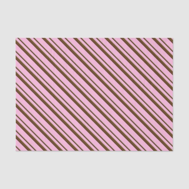 Candy Stripes, pink and chocolate brown Tissue Paper (Front)