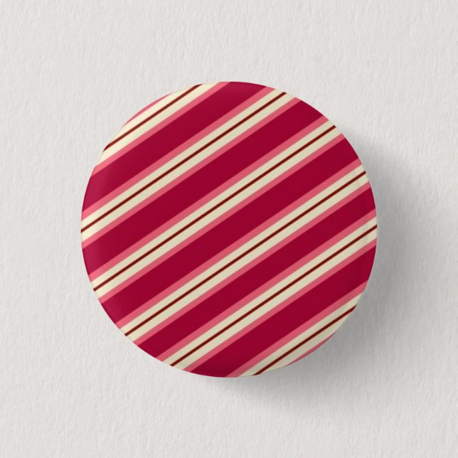 Candy Stripes: Raspberry 1 Inch Round Button (Front)