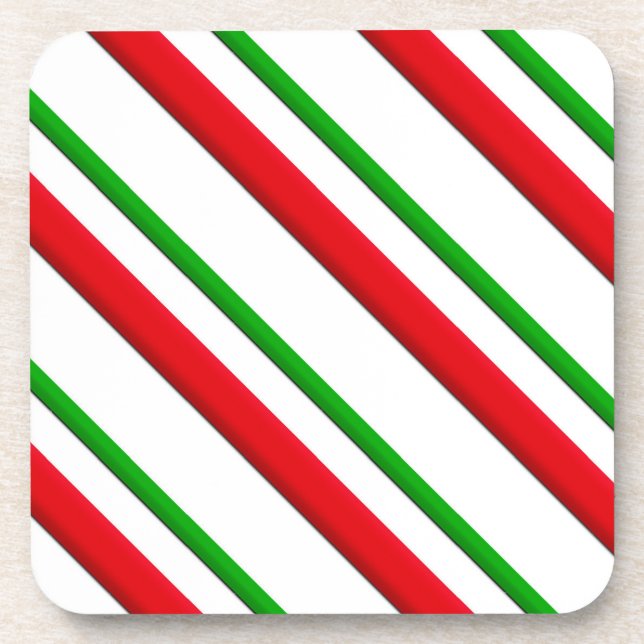 Candy Stripes, red, green & white Coaster (Front)