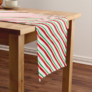 Candy Stripes, red, green & white Short Table Runner
