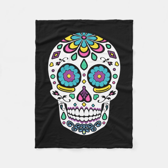 Candy Sugar Skull Fleece Blanket (Front)