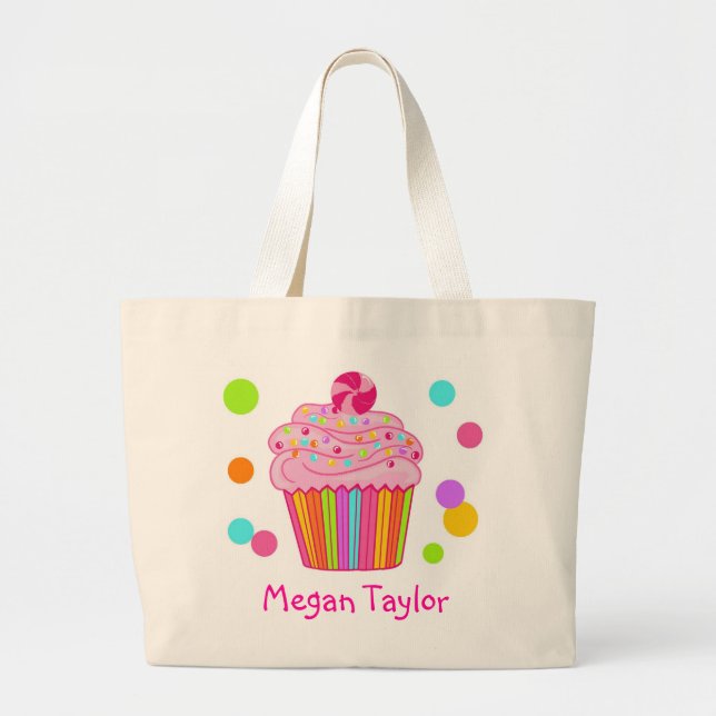 Candy Surprise Cupcake Large Tote Bag (Front)
